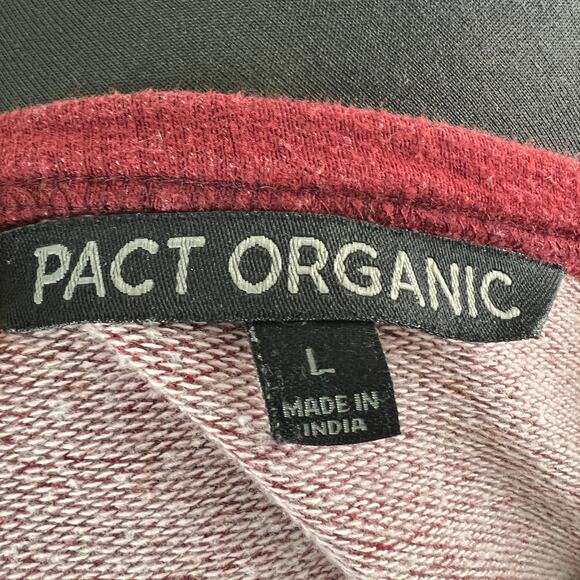 PACT Organic Burgundy Sweatshirt Cotton Crew Neck Raglan Sleeve Pullover Large L - Picture 5 of 7